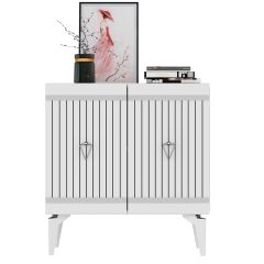 Mabel Konsol Tv Sehpası Çok Amaçlı Dolap 75 cm Beyaz - Gümüş