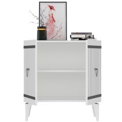 Mabel Konsol Tv Sehpası Çok Amaçlı Dolap 75 cm Beyaz - Gümüş