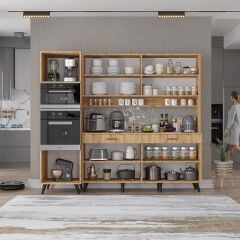 Lora Kahve Köşesi Çok Amaçlı Dolap Kiler Mutfak Dolabı Çam Ücretsiz Kurulum Ölçü Seçenekli