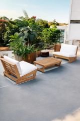 Conforlove Bahçe Balkon Masif Kestane Ahşap 2 Adet Tekli Koltuk ve Orta Sehpa