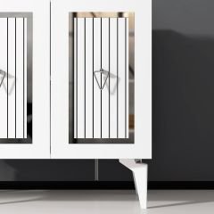 Ülgen Konsol Tv Sehpası  Çok Amaçlı Dolap 75 cm Beyaz - Gümüş