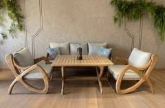 Violet  Masif Ahşap Bahçe Balkon Koltuk Kestane Ağacı 3+1+1 Koltuk, Masa Takımı