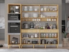 Lora Kahve Köşesi Çok Amaçlı Dolap Kiler Mutfak Dolabı Meşe Ücretsiz Kurulum Ölçü Seçenekli