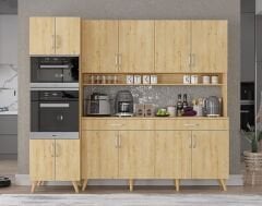 Lora Kahve Köşesi Çok Amaçlı Dolap Kiler Mutfak Dolabı Meşe Ücretsiz Kurulum Ölçü Seçenekli