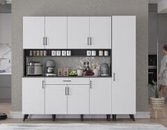 Zenit Kahve Köşesi Çok Amaçlı Dolap Kiler Mutfak Dolabı Füme Beyaz Ücretsiz Kurulum Ölçü Seçenekli