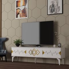 Tempo Tv Sehpası Tv Ünitesi Beyaz - Altın