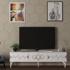 Tempo Tv Sehpası Tv Ünitesi Beyaz - Gümüş