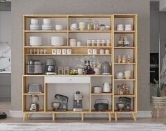 Zenit Kahve Köşesi Çok Amaçlı Dolap Kiler Mutfak Dolabı Meşe Beyaz Ücretsiz Kurulum Ölçü Seçenekli