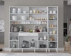 Zenit Kahve Köşesi Çok Amaçlı Dolap Kiler Mutfak Dolabı Beyaz Ücretsiz Kurulum Ölçü Seçenekli