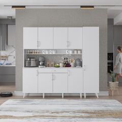 Zenit Kahve Köşesi Çok Amaçlı Dolap Kiler Mutfak Dolabı Beyaz Ücretsiz Kurulum Ölçü Seçenekli