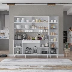 Zenit Kahve Köşesi Çok Amaçlı Dolap Kiler Mutfak Dolabı Beyaz Ücretsiz Kurulum Ölçü Seçenekli