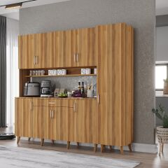 Zenit Kahve Köşesi Çok Amaçlı Dolap Kiler Mutfak Dolabı Ceviz Ücretsiz Kurulum Ölçü Seçenekli