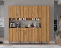 Zenit Kahve Köşesi Çok Amaçlı Dolap Kiler Mutfak Dolabı Ceviz Ücretsiz Kurulum Ölçü Seçenekli