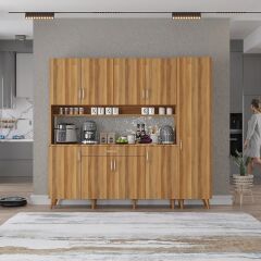 Zenit Kahve Köşesi Çok Amaçlı Dolap Kiler Mutfak Dolabı Ceviz Ücretsiz Kurulum Ölçü Seçenekli