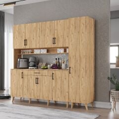 Zenit Kahve Köşesi Çok Amaçlı Dolap Kiler Mutfak Dolabı Çam Ücretsiz Kurulum Ölçü Seçenekli