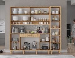 Zenit Kahve Köşesi Çok Amaçlı Dolap Kiler Mutfak Dolabı Çam Ücretsiz Kurulum Ölçü Seçenekli