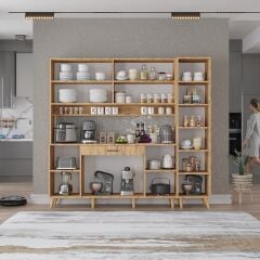 Zenit Kahve Köşesi Çok Amaçlı Dolap Kiler Mutfak Dolabı Çam Ücretsiz Kurulum Ölçü Seçenekli