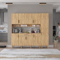 Zenit Kahve Köşesi Çok Amaçlı Dolap Kiler Mutfak Dolabı Çam Ücretsiz Kurulum Ölçü Seçenekli