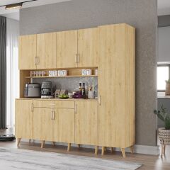 Zenit Kahve Köşesi Çok Amaçlı Dolap Kiler Mutfak Dolabı Meşe Ücretsiz Kurulum Ölçü Seçenekli