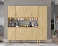 Zenit Kahve Köşesi Çok Amaçlı Dolap Kiler Mutfak Dolabı Meşe Ücretsiz Kurulum Ölçü Seçenekli