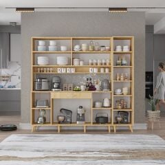 Zenit Kahve Köşesi Çok Amaçlı Dolap Kiler Mutfak Dolabı Meşe Ücretsiz Kurulum Ölçü Seçenekli