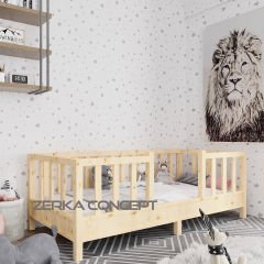Lego İthal Ladin Doğal Ahşap Çatılı Montessori Karyola Ölçü Seçenekli