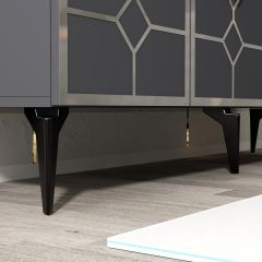 Kurtuba Konsol Tv Sehpası Çok Amaçlı Dolap Antrasit Gümüş