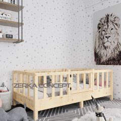Polo İthal Ladin Doğal Ahşap Çatılı Montessori Karyola Ölçü Seçenekli