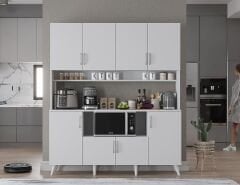 Nora Kahve Köşesi Çok Amaçlı Dolap Kiler Mutfak Dolabı Beyaz Ücretsiz Kurulum Ölçü Seçenekli