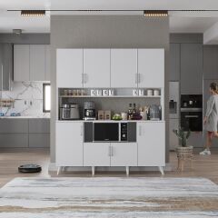 Nora Kahve Köşesi Çok Amaçlı Dolap Kiler Mutfak Dolabı Beyaz Ücretsiz Kurulum Ölçü Seçenekli