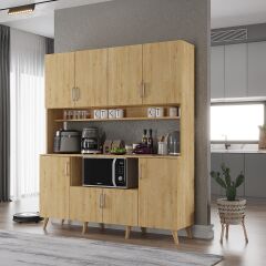 Nora Kahve Köşesi Çok Amaçlı Dolap Kiler Mutfak Dolabı Meşe Ücretsiz Kurulum Ölçü Seçenekli