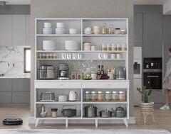 Denze Kahve Köşesi Çok Amaçlı Dolap Kiler Mutfak Dolabı Beyaz Ücretsiz Kurulum Ölçü Seçenekli