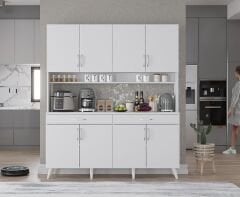 Denze Kahve Köşesi Çok Amaçlı Dolap Kiler Mutfak Dolabı Beyaz Ücretsiz Kurulum Ölçü Seçenekli