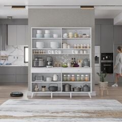 Denze Kahve Köşesi Çok Amaçlı Dolap Kiler Mutfak Dolabı Beyaz Ücretsiz Kurulum Ölçü Seçenekli