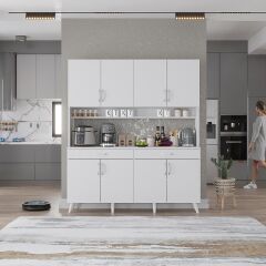 Denze Kahve Köşesi Çok Amaçlı Dolap Kiler Mutfak Dolabı Beyaz Ücretsiz Kurulum Ölçü Seçenekli