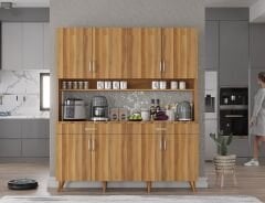 Denze Kahve Köşesi Çok Amaçlı Dolap Kiler Mutfak Dolabı Ceviz Ücretsiz Kurulum Ölçü Seçenekli