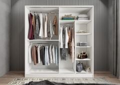 Bodrum Sürgü Kapaklı Dolap Gardırop Beyaz - Ücretsiz Kurulum Ölçü Seçenekli