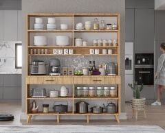 Denze Kahve Köşesi Çok Amaçlı Dolap Kiler Mutfak Dolabı Çam Ücretsiz Kurulum Ölçü Seçenekli