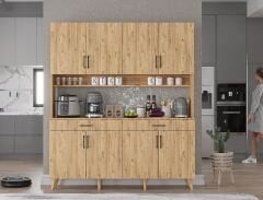 Denze Kahve Köşesi Çok Amaçlı Dolap Kiler Mutfak Dolabı Çam Ücretsiz Kurulum Ölçü Seçenekli