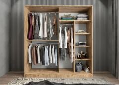 Bodrum Sürgü Kapaklı Dolap Gardırop Çam- Ücretsiz Kurulum Ölçü Seçenekli