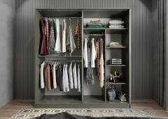 Bodrum Sürgü Kapaklı Dolap Gardırop Füme- Ücretsiz Kurulum Ölçü Seçenekli