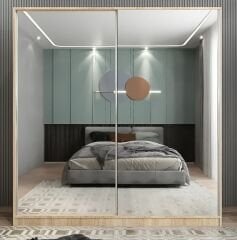 Bodrum Sürgü Kapaklı Dolap Gardırop Meşe- Ücretsiz Kurulum Ölçü Seçenekli