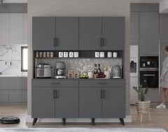 Denze Kahve Köşesi Çok Amaçlı Dolap Kiler Mutfak Dolabı Füme Ücretsiz Kurulum Ölçü Seçenekli