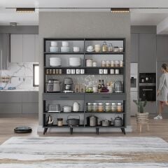 Denze Kahve Köşesi Çok Amaçlı Dolap Kiler Mutfak Dolabı Füme Ücretsiz Kurulum Ölçü Seçenekli