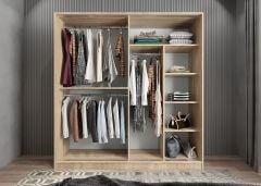 Bodrum Sürgü Kapaklı Dolap Gardırop Meşe - Ücretsiz Kurulum Ölçü Seçenekli