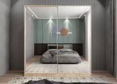 Bodrum Sürgü Kapaklı Dolap Gardırop Meşe - Ücretsiz Kurulum Ölçü Seçenekli