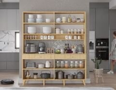 Denze Kahve Köşesi Çok Amaçlı Dolap Kiler Mutfak Dolabı Meşe Ücretsiz Kurulum Ölçü Seçenekli