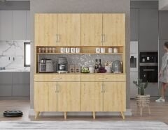 Denze Kahve Köşesi Çok Amaçlı Dolap Kiler Mutfak Dolabı Meşe Ücretsiz Kurulum Ölçü Seçenekli