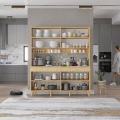 Denze Kahve Köşesi Çok Amaçlı Dolap Kiler Mutfak Dolabı Meşe Ücretsiz Kurulum Ölçü Seçenekli