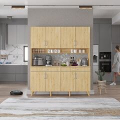 Denze Kahve Köşesi Çok Amaçlı Dolap Kiler Mutfak Dolabı Meşe Ücretsiz Kurulum Ölçü Seçenekli